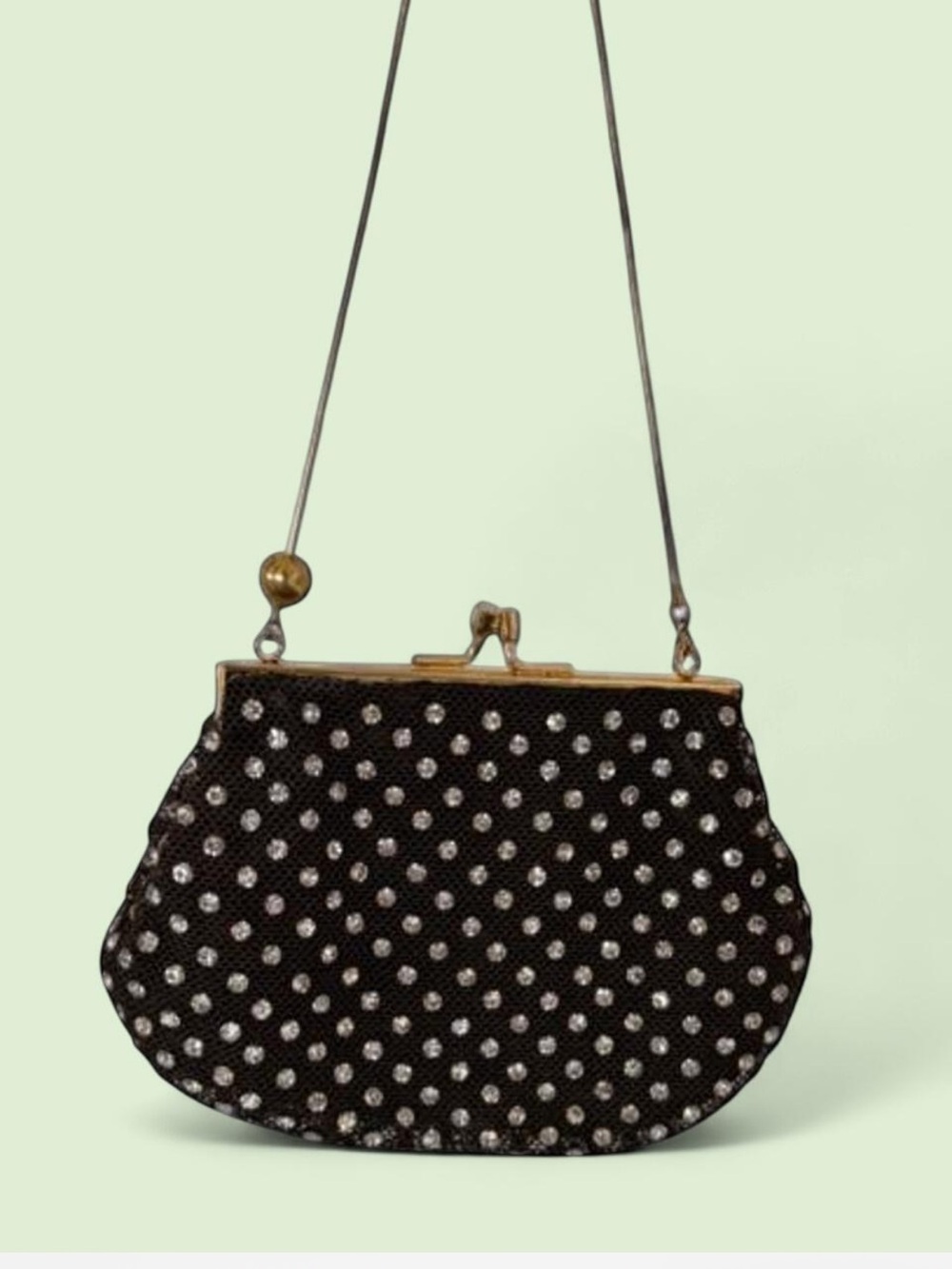 Vintage La Regale Rhinestone Polka Dot Evening Clutch / new condition